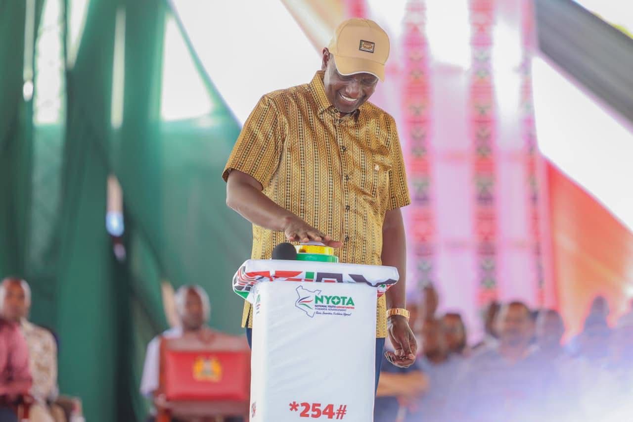 President William Ruto during the business start-up capital disbursement. 