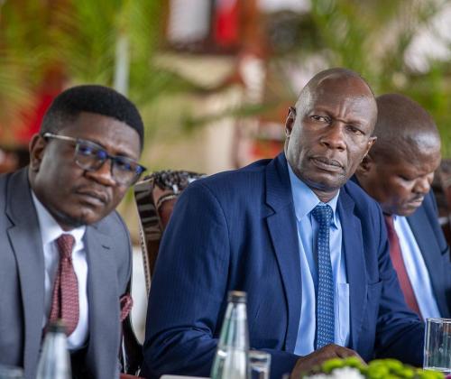 PS Fikirini Jacobs and NYOTA NPM Augustine Mayabi during a meeting at State House.